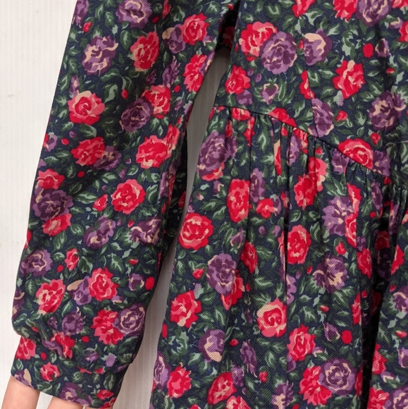 VINTAGE Laura Ashley red purple ditsy floral peter pan collar dress - Picture 7 of 10
